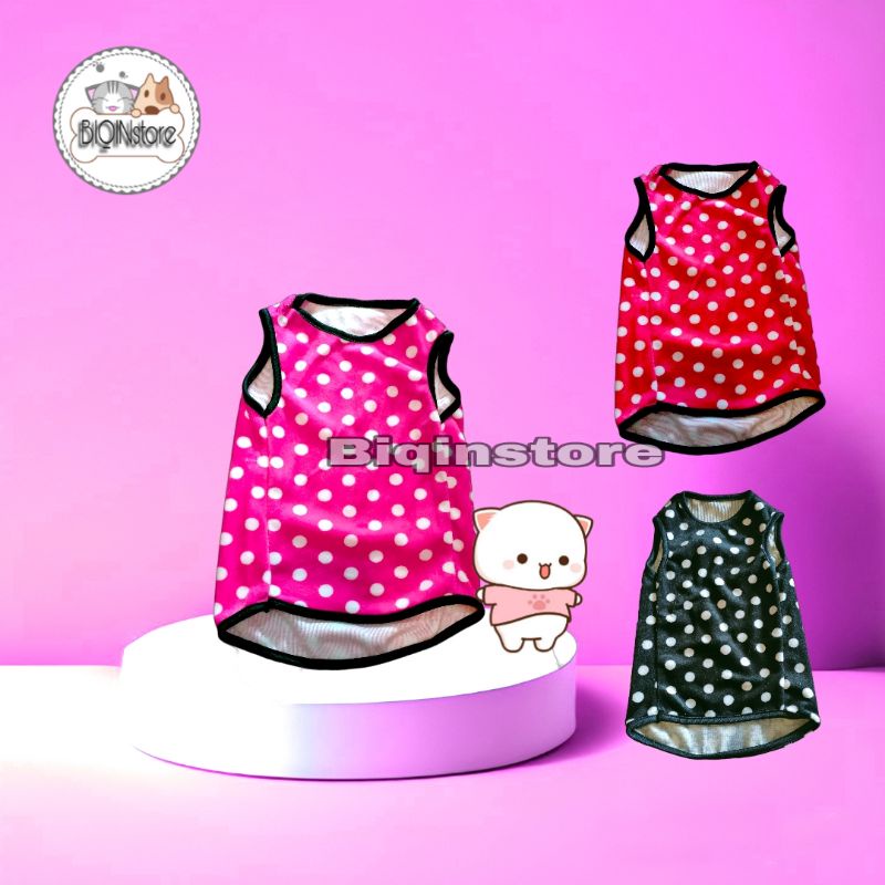 Baju Kucing Anjing Kecil Motif Polkadot