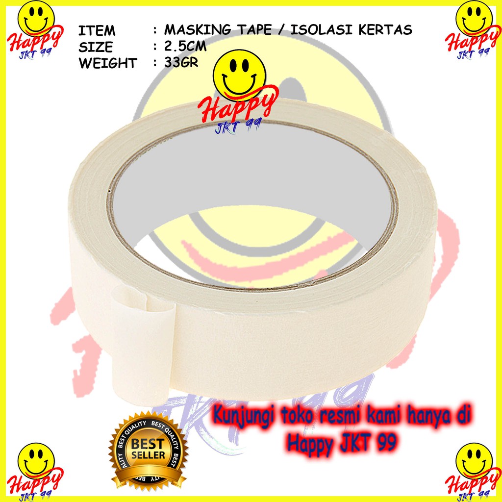 [ HAPPY JKT 99 ] LAKBAN ISOLASI KERTAS STAR MASKING TAPE 24MM X 10Y 1INCI