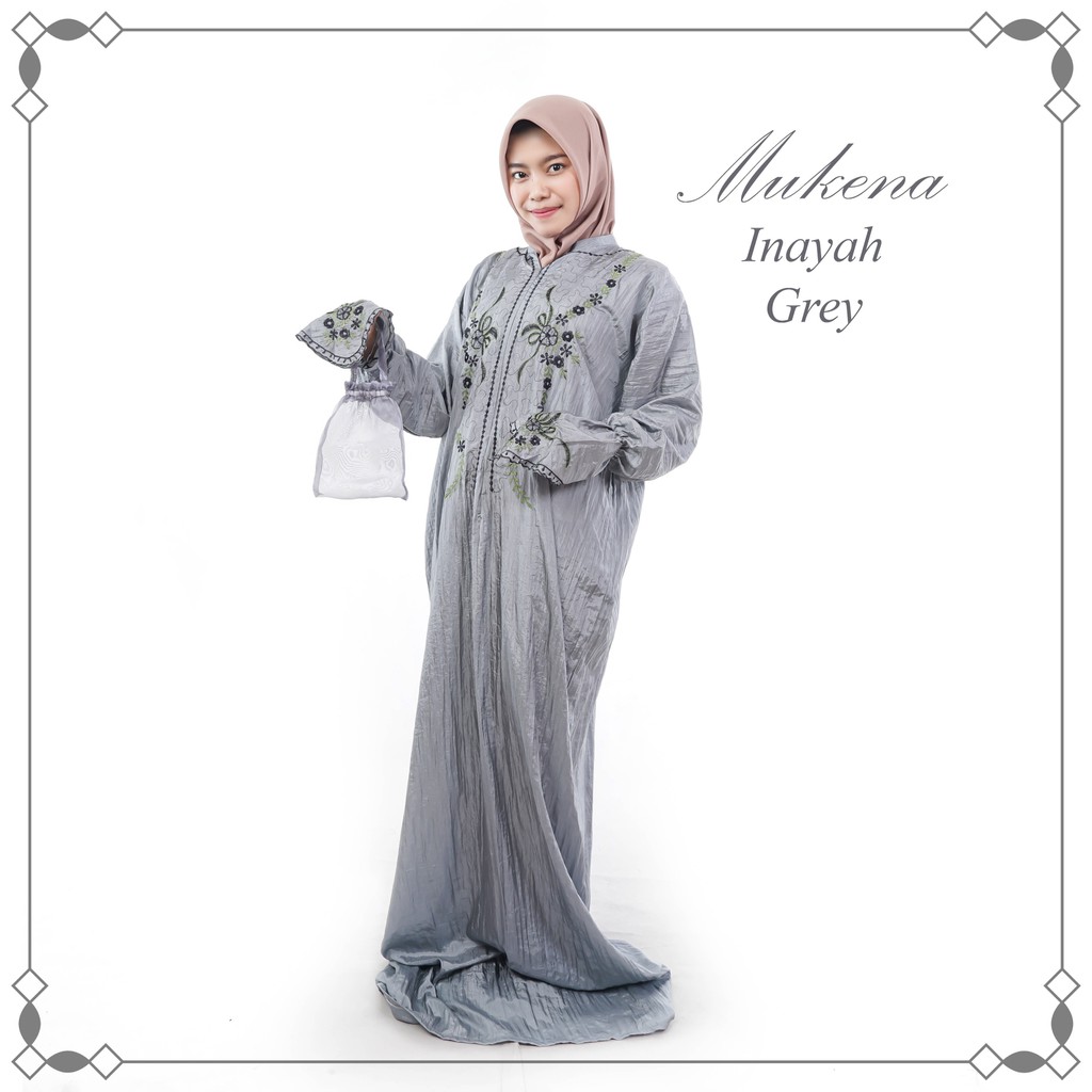 MUKENA TRAVELING TERUSAN PARASUT PREMIUM PONCO TANPA KEPALA BORDIR INAYAH