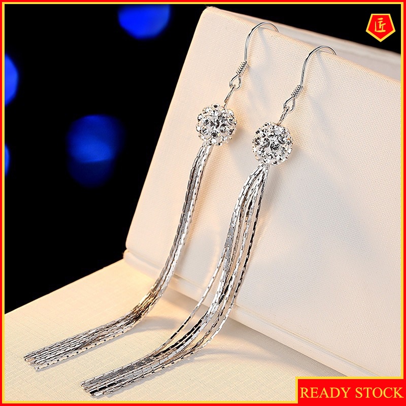 [Ready Stock]Fashion Elegant Tassel Full Diamond Earrings