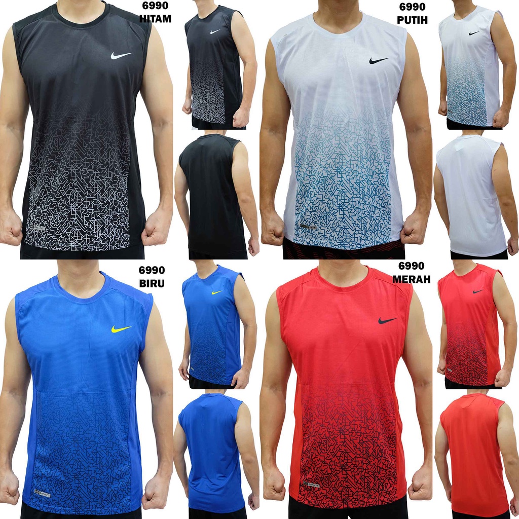 Singlet Olahraga Pria 6990 Pakaian Jersey Sport Gym Running Fitness Lari Voli Futsal Cowok Import
