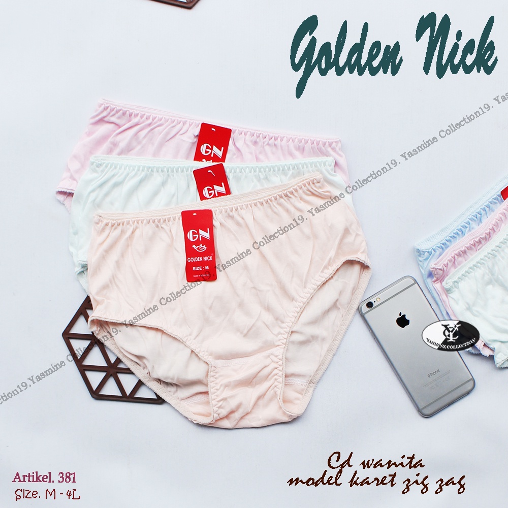 ( 6pc ) CD Golden Nick 381 Renda | Celana Dalam Wanita Karet Renda | CD Wanita Jumbo - May Yasmine