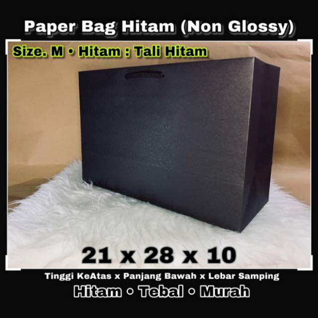 

Paperbag paper bag hitam Non GLossy Paperbag Tali hitam ukuran medium