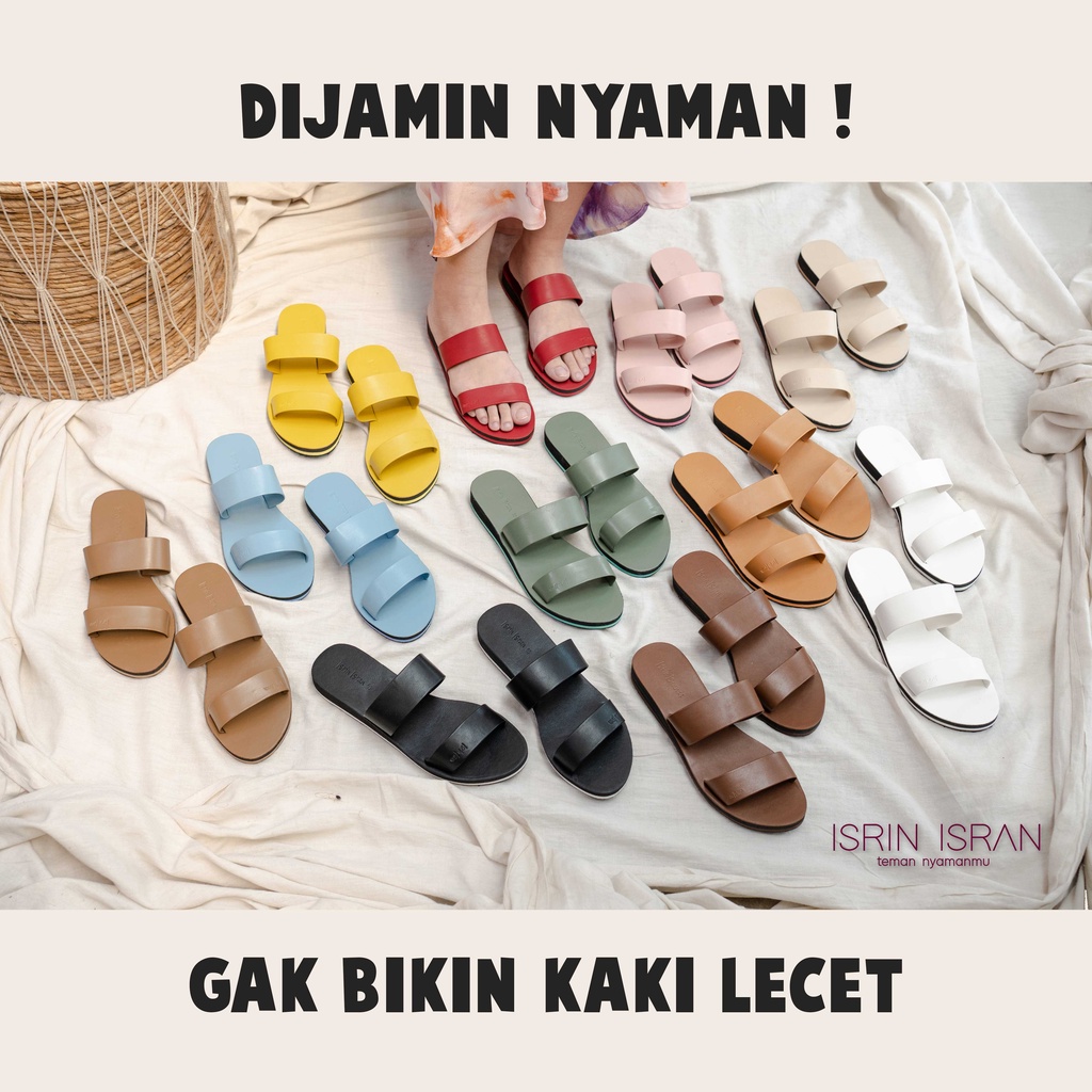 LINEA Sandal Slip On Wanita ISRIN ISRAN ORIGINAL Sendal Wanita Kekinian Sendal Teplek