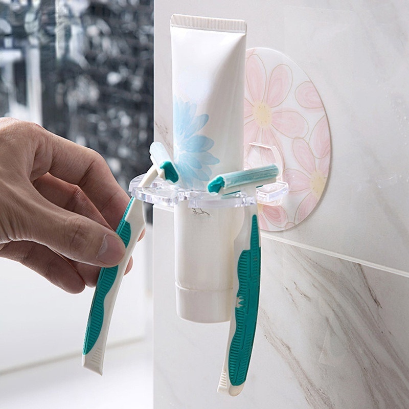 Holder Rak Tempat Gantung Sikat Gigi dan Odol Model Tempel Kuat Gantungan Pasta Gigi Alat Cukur Kamar Mandi Desain Lucu Prakits dan Rapi Wall Mounted Toothbrush Holder