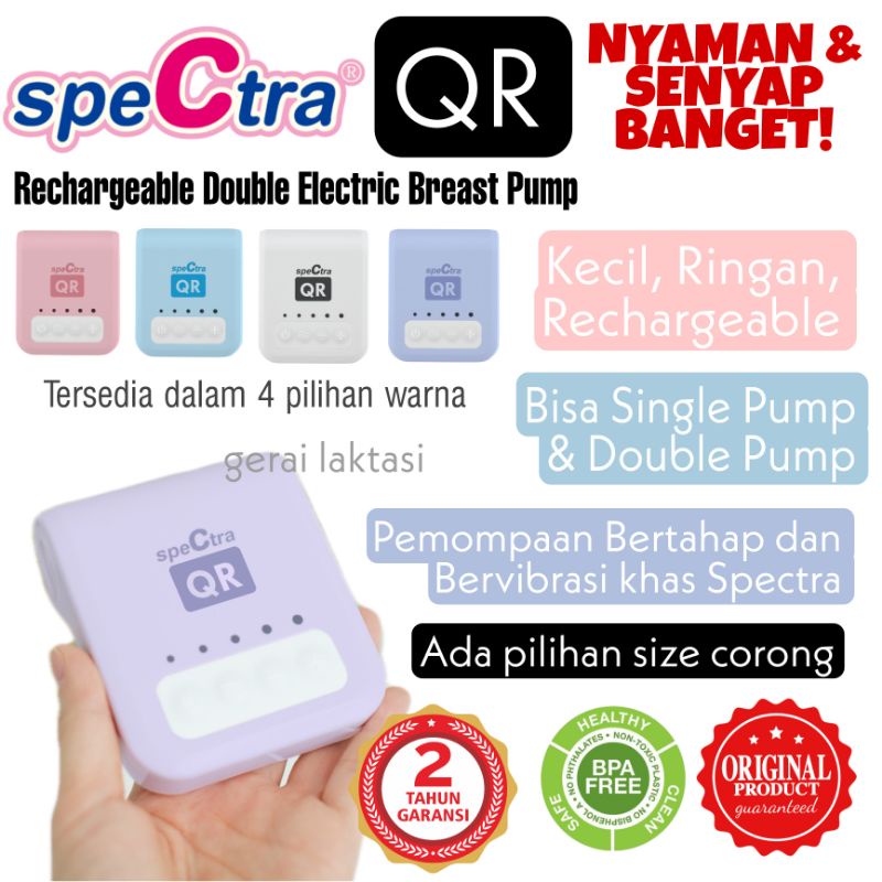 SPECTRA QR RECHARGEABLE DOUBLE ELECTRIC HOSPITAL GRADE BREAST PUMP - POMPA ASI ELEKTRIK GANDA