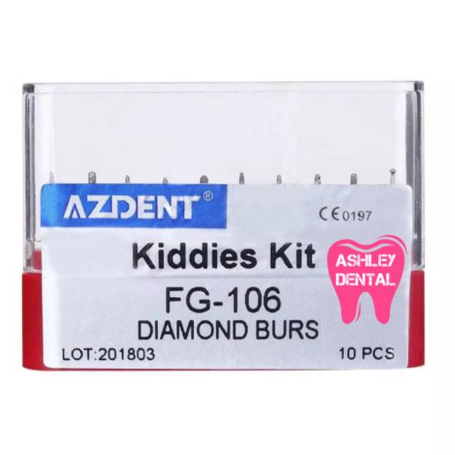 ASHLEYdental // Bur Pedo / Kiddies kit Diamond bur/ Azdent FG-106/ Bur Gigi merah