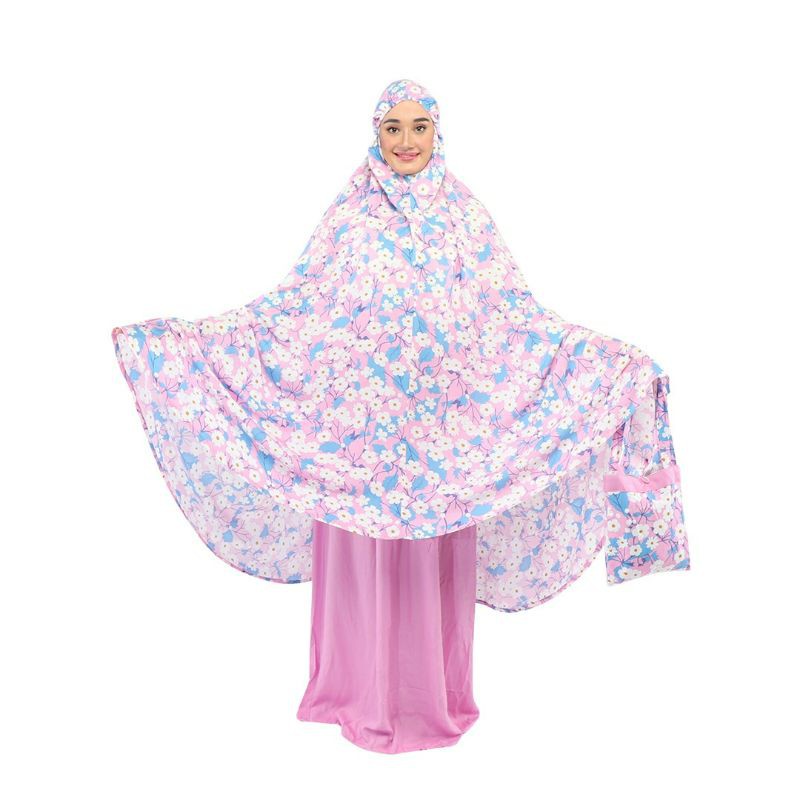 Mukenah Tazbiya Nesya Yellow/Pink/Blue Dewasa Jumbo Katun Rayon Adem Motif Cantik