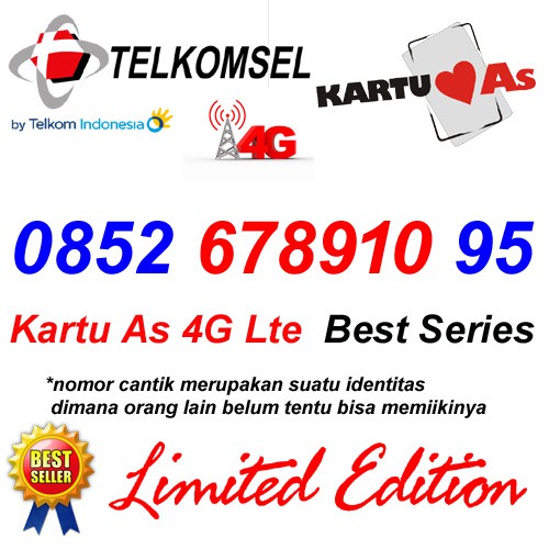 Telkomsel As 4G Lte 0852 678910 95 Kartu Perdana Nomor Cantik