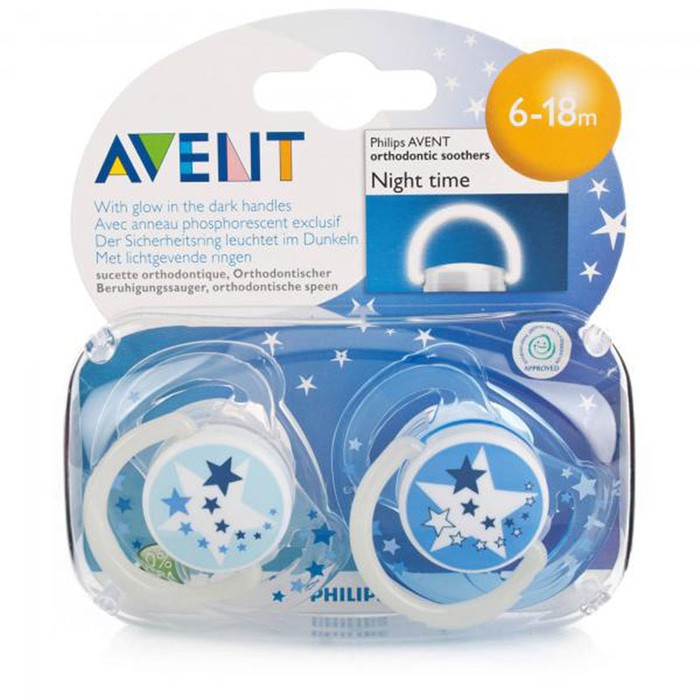 6-18m, # 9 6-18m 2 Pack Baby Soother Dummy Pacifier Nipple Philips Avent Night Time 0-6m