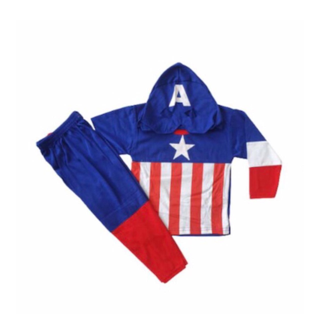 KOSTUM BAJU ANAK CAPTAIN AMERICA TOPENG KAIN / BAJU ANAK CAPTAIN AMERICA USIA 2-10 TOPENG KAIN