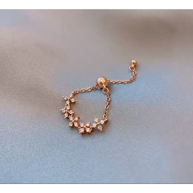 COD! cincin wanita titanium bunga serut zircon anti karat import rosegold