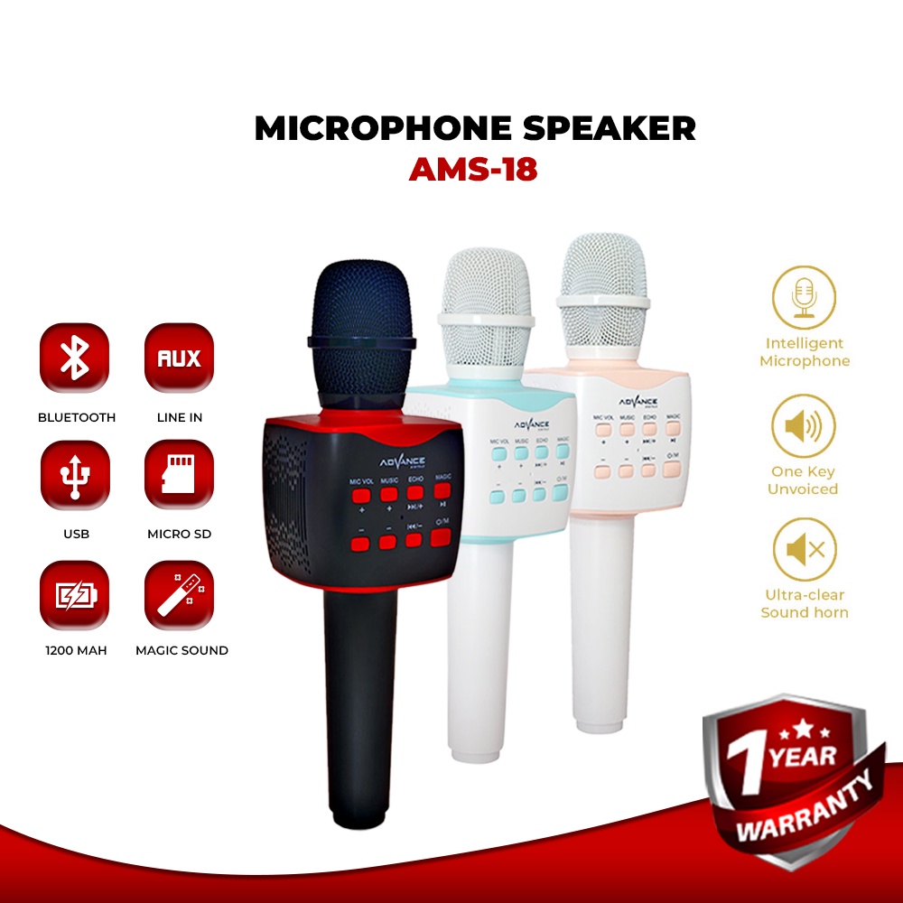 Advance Digitals AMS-18 Speaker Mic Karoke Bluetooth Murah Garansi 1 tahun