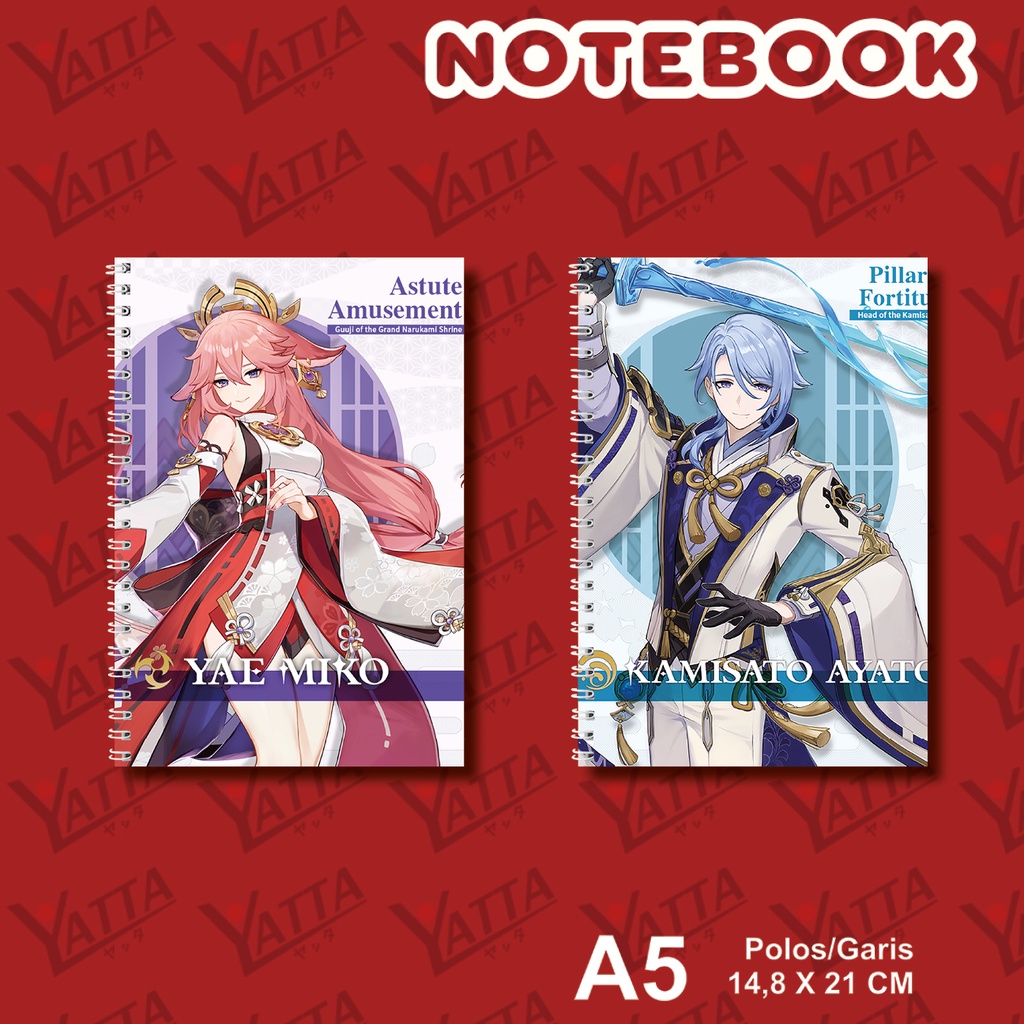 

Notebook Anime Genshin Impact Seri 5 Miko Kamisato Ayato Ukuran A5 14,6 x 21 cm YOTAKUSHOP