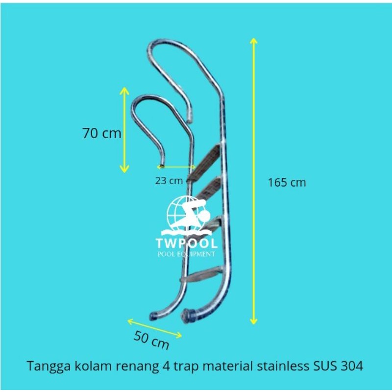 Tangga kolam renang 4 trap SUS 304