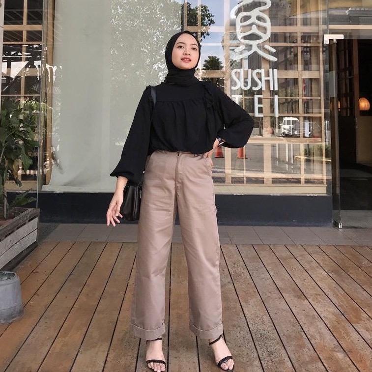 BEFAST - ZEC OOTD Celana JIZLA / Aghie American Drill / Celana Panjang Bahan / Celana Panjang Casual / Celana Panjang Terbaru / Celana OOTD Wanita Kekinian