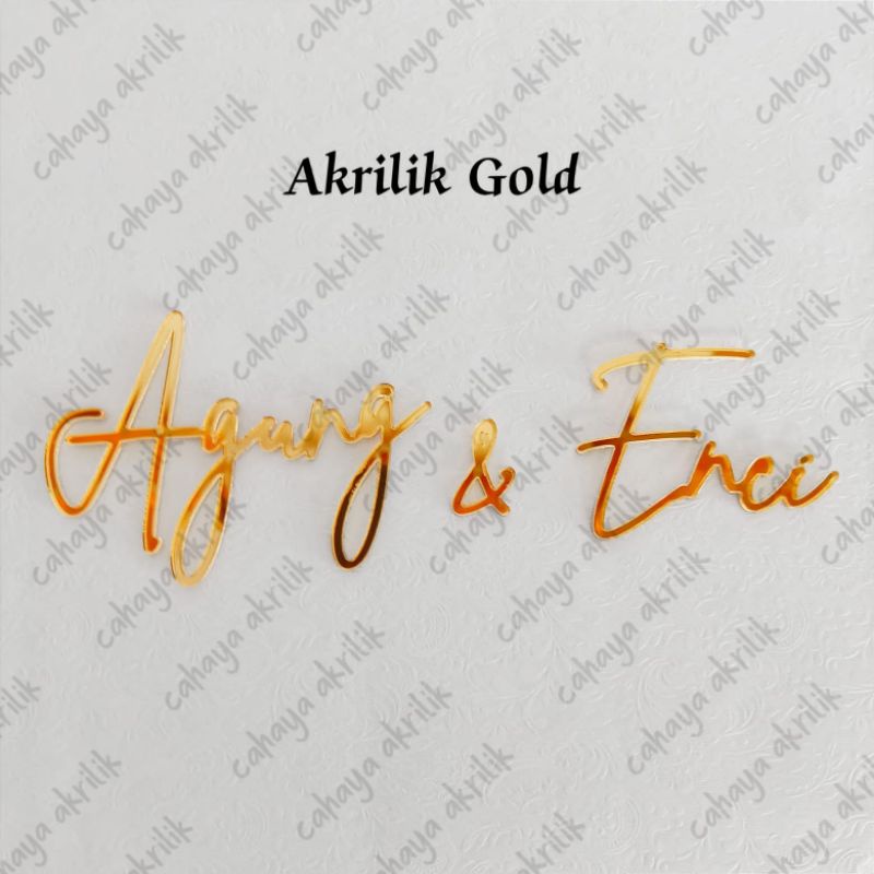 

custom cetak nama akrilik gold silver hitam putih triplek pollywood mahar