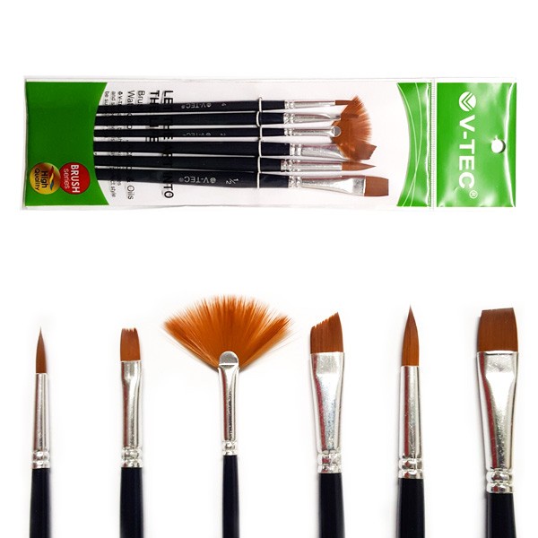 

(DISKON TERMURAH) V-Tec Brush A0107 Set 6 / Kuas Lukis Set 6