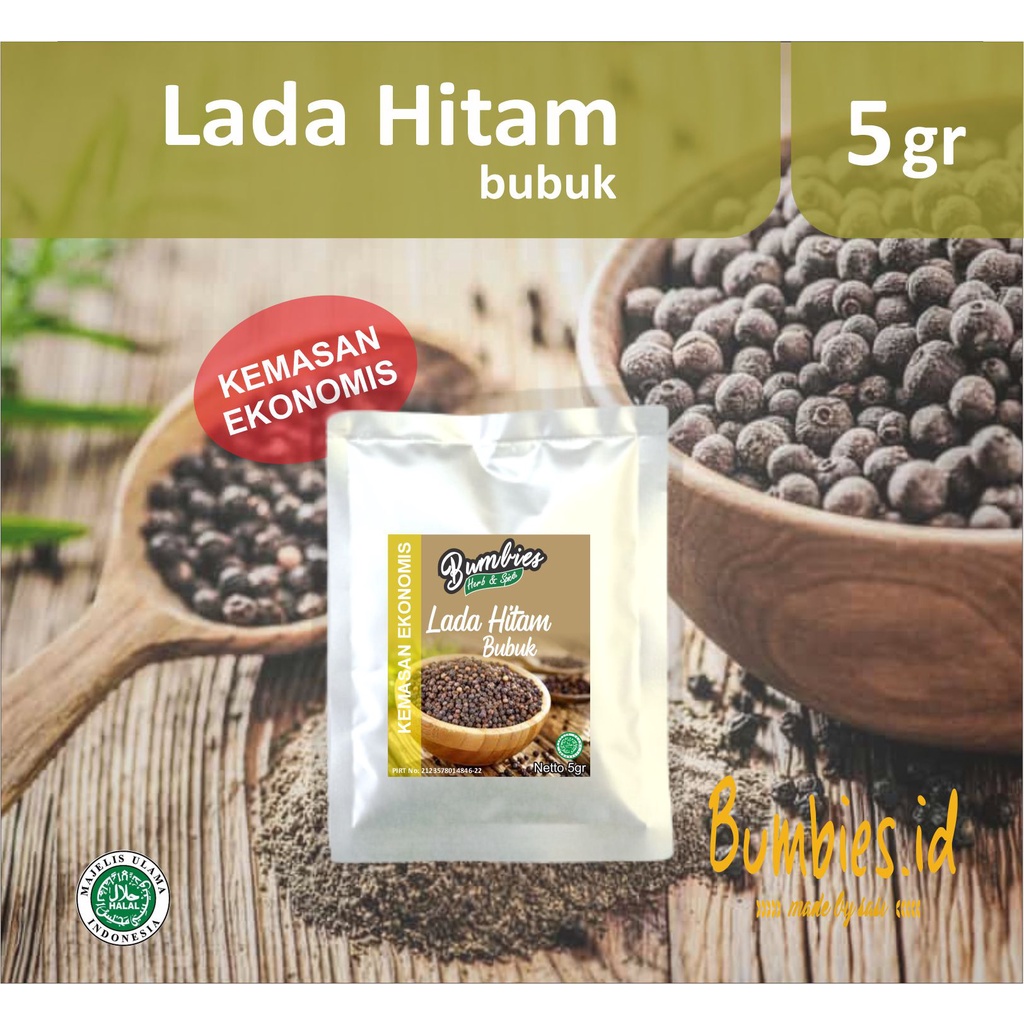 Lada Hitam Bubuk 5 gram bumbies kemasan ekonomis | Ground Black Papper | Rempah rempah Bumbu Dapur