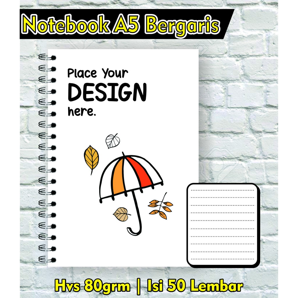 

Notes / Notebook Custome A5 / Notebook Spiral - Cover Depan - isi Bergaris