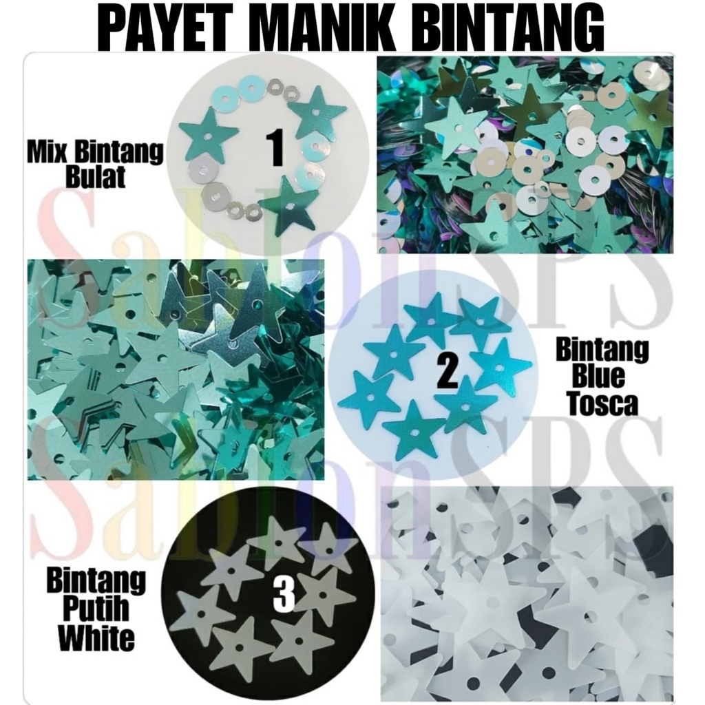 MANIK-MANIK PAYET JAHIT MOTIF BINTANG