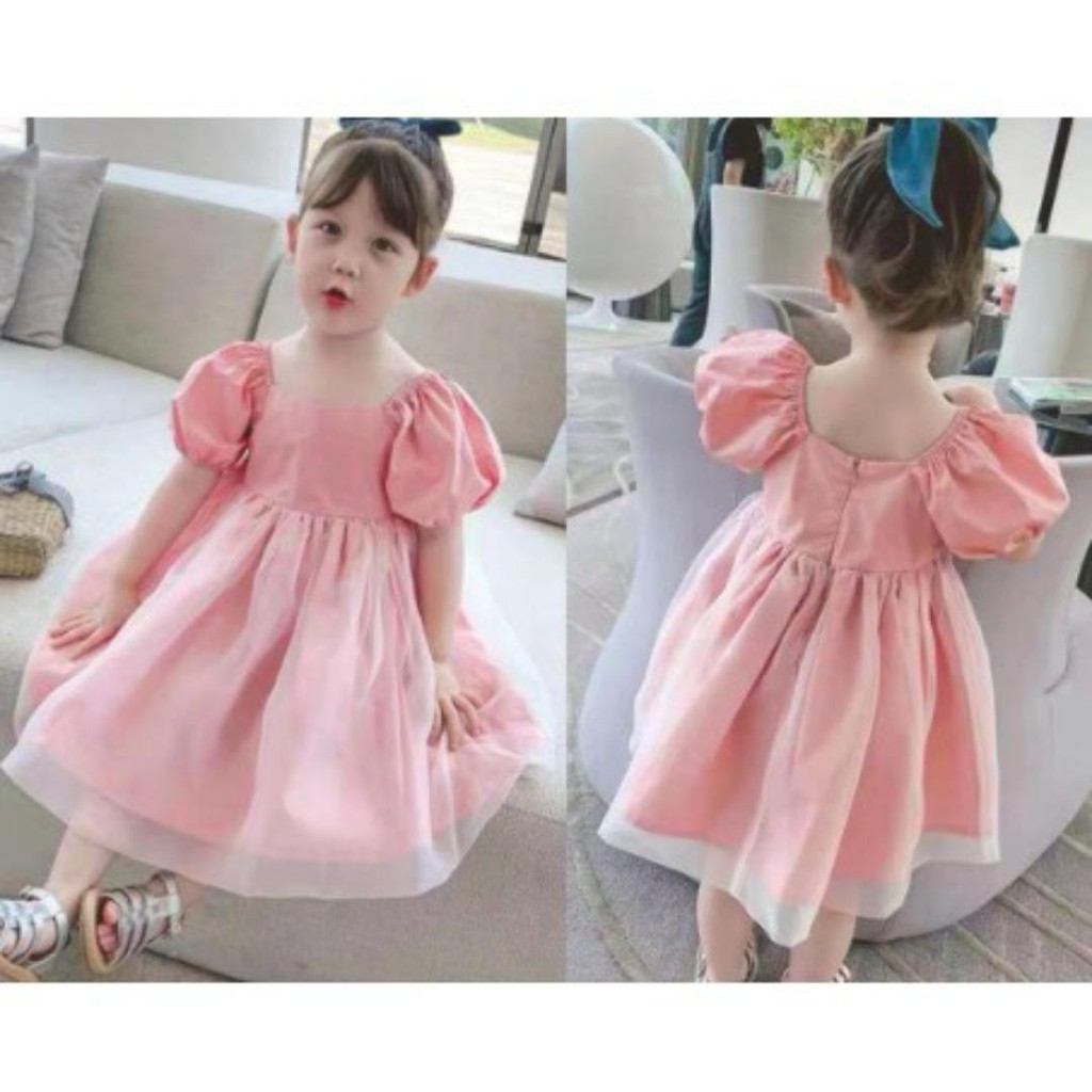 608#Dress anak sleting/dress tidak melar/dress anak