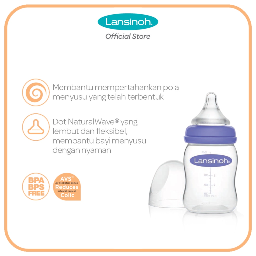 Lansinoh Feeding Bottle With NaturalWave Teat GB (Tersedia Varian Ukuran)