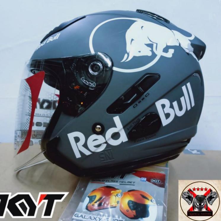 Tidak Diragukan.. Kyt GALAXY- Modif Paket Ganteng Redbull Helm halfface Solid Gorila grey doft