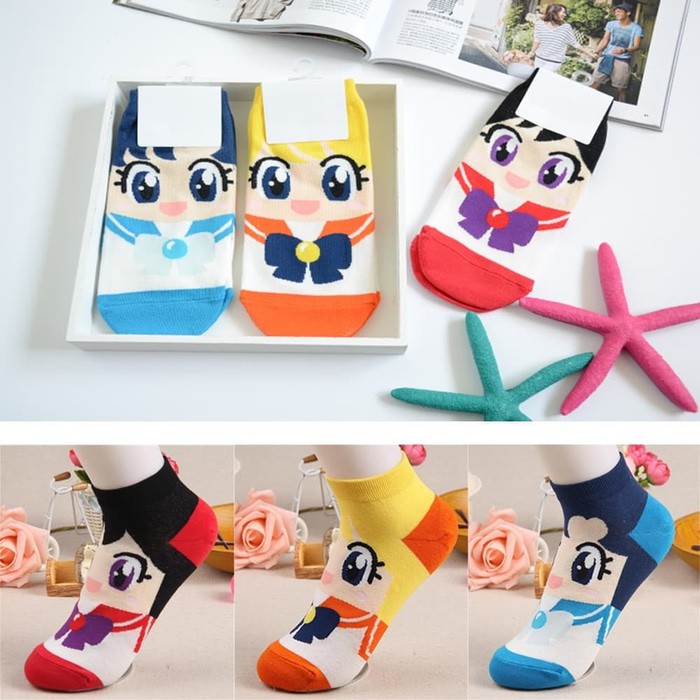 CLEARANCE SALE - KSKI0003 - Kaos Kaki Wanita Pendek Cosplay Anime Sailormoon Princess Japan Japanese Kawaii