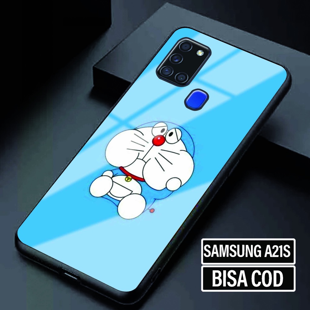Case Glossy Samsung A21S - Softcase Samsung A21S - Fashion Case Motif [ Kartun Emon 1 ] - Kesing Sam