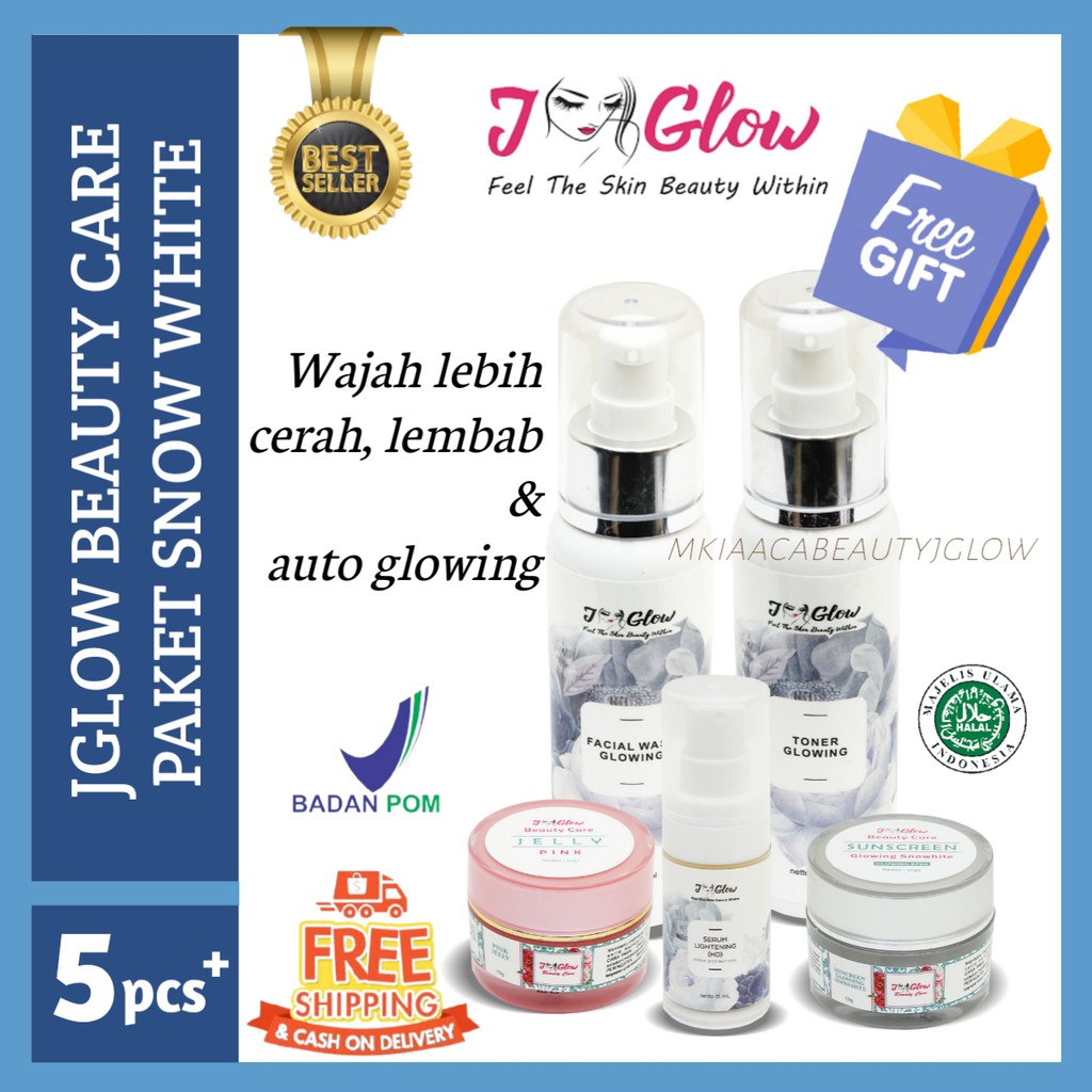 Jglow Skincare Bpom Paket Snow White Perawatan Kecantikan Cream Glowing Cream Pemutih Wajah