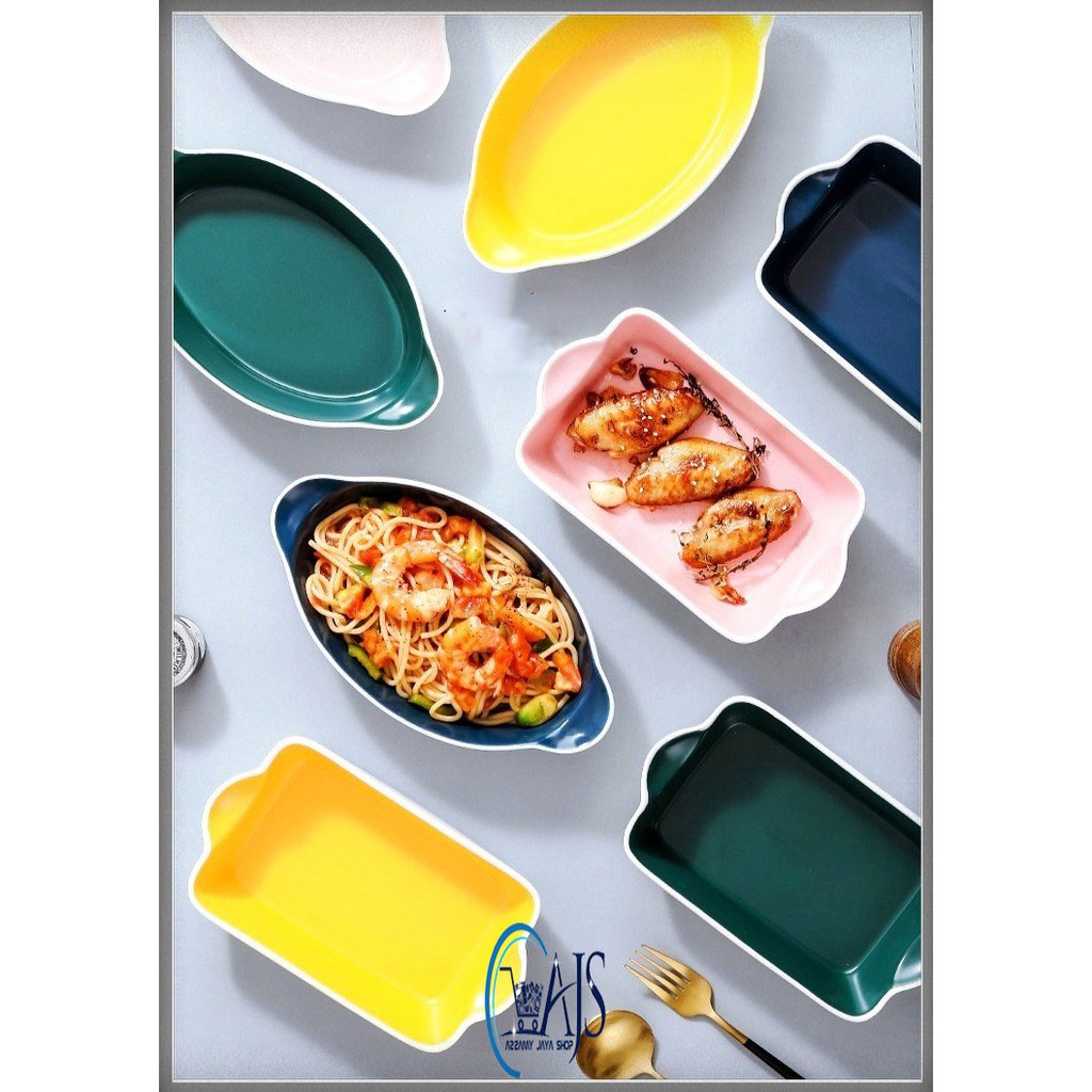 Mangkok Keramik Unik OVAL KOTAK keramik tebal mangkuk sop mie kuah