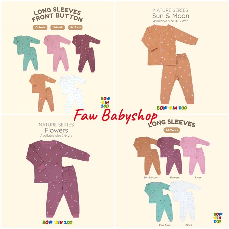 Bonbinzoo NATURE SERIES Setelan Baju Panjang Celana Panjang 0 Bulan - 3 Tahun / 0M - 3Y Baju Bayi Newborn Piyama Baby Nature Series