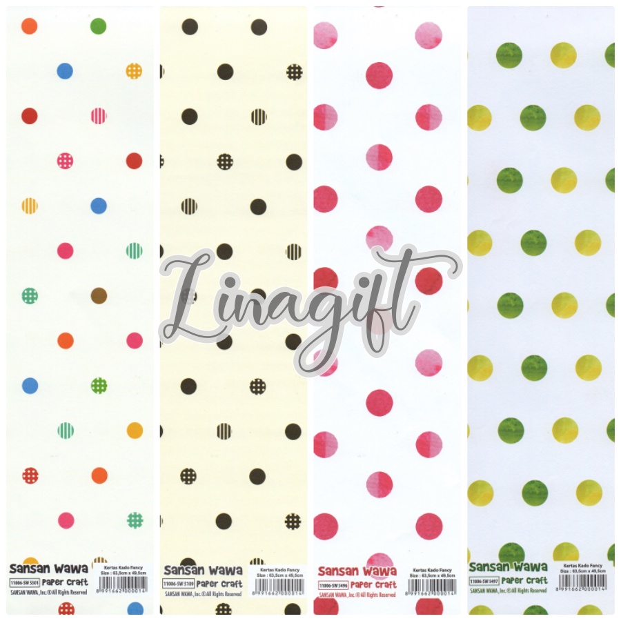 ( 5 Lembar ) MINI DOTS SANWA - KERTAS KADO POLKADOT - GIFT WRAP PAPER SANSAN WAWA SMALL ONDE NETRAL DEWASA
