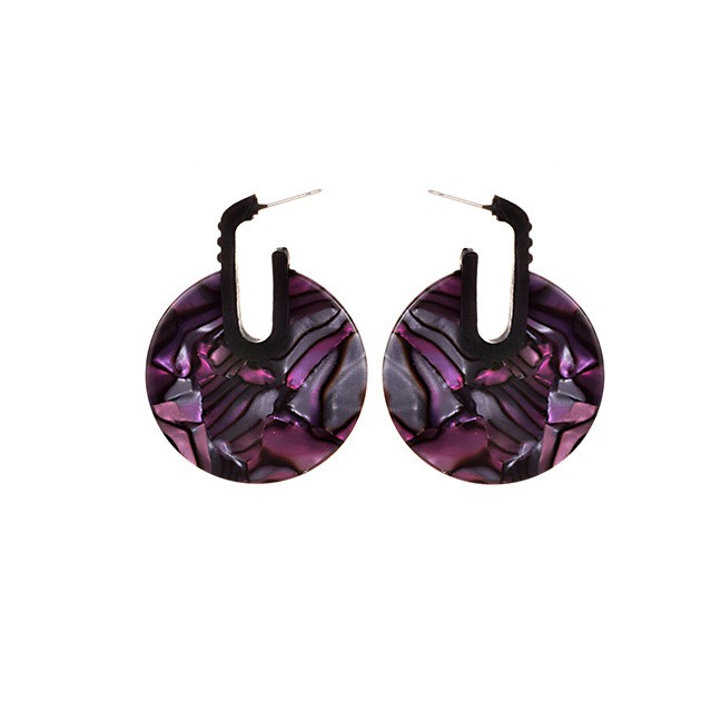 LRC Anting Tusuk Fashion Color Alloy Resin Round Earrings F44428