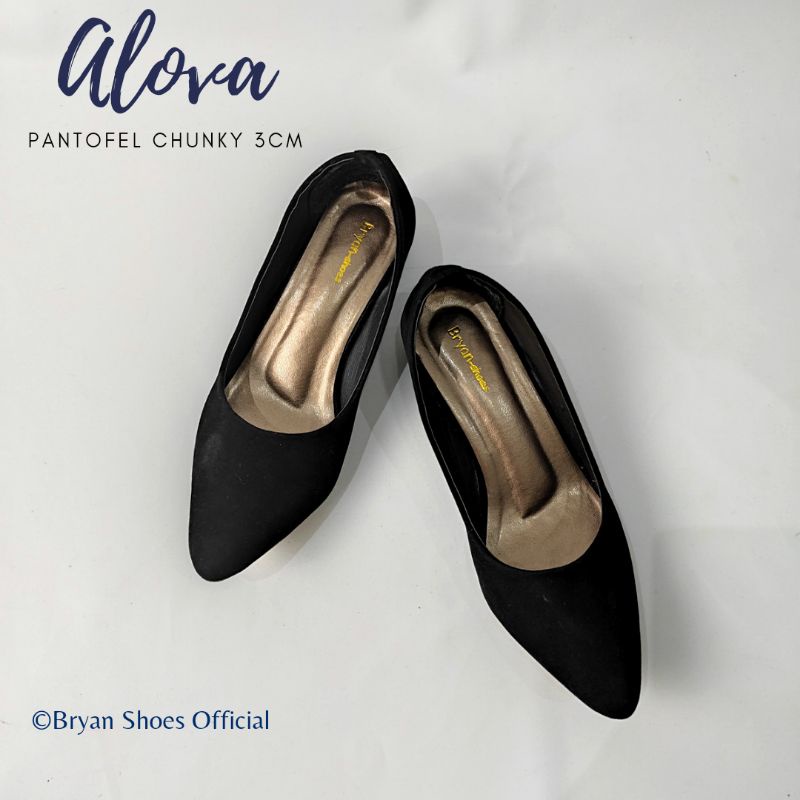 Bryan Alova Pantofel Heels 3cm Formal Suede BigSize Oversize Jumbo Sepatu Hak Tahu Kerja Kantor