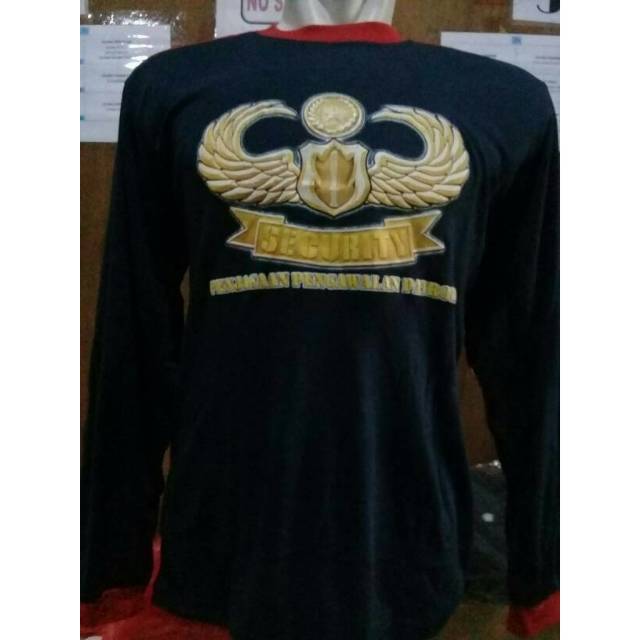 Kaos Bantalan Satpam Hitam | Kaos Bantalan Security Hitam | Kaos Penembak Satpam Lengan Panjang