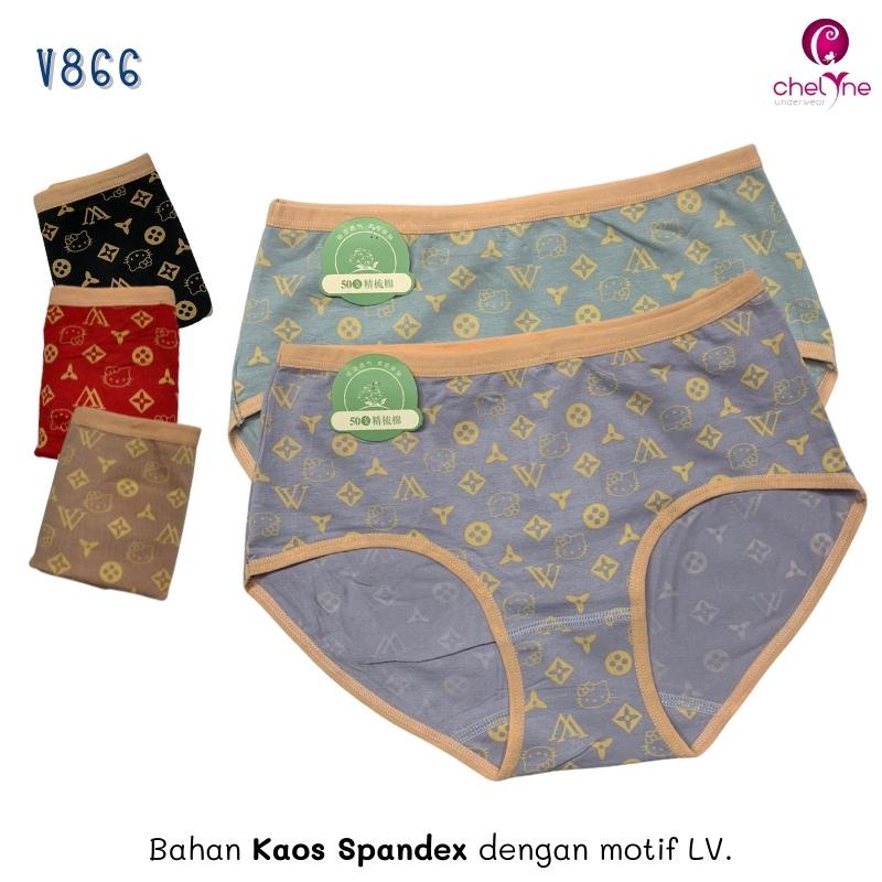 CD Wanita Chelyne Motif V866 LV / V2045 Alfabet - Bahan Katun Spandex Premium