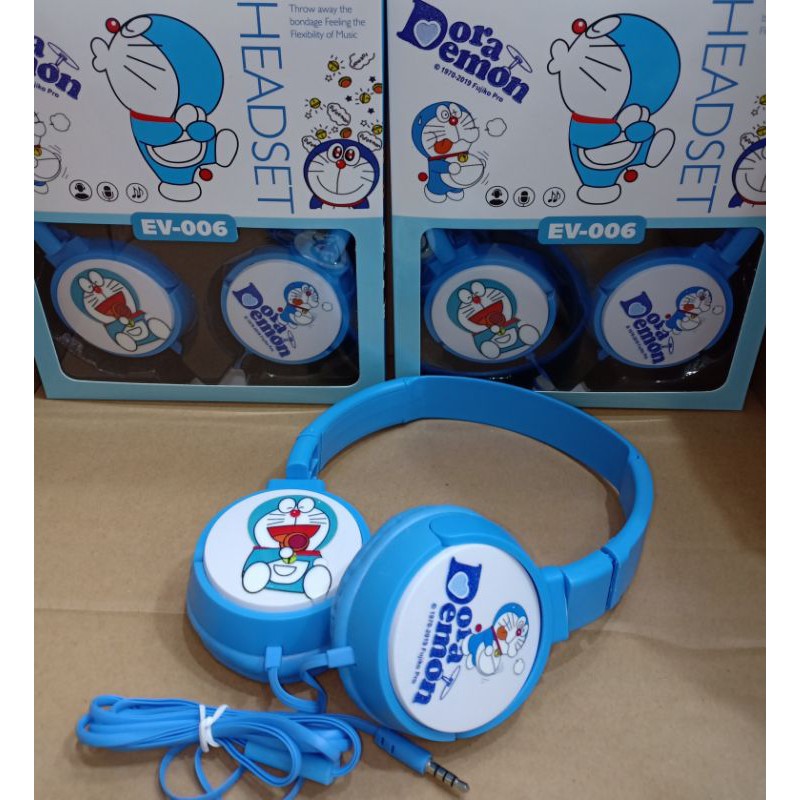 Headset / headphone EV Doraemon suara super bass