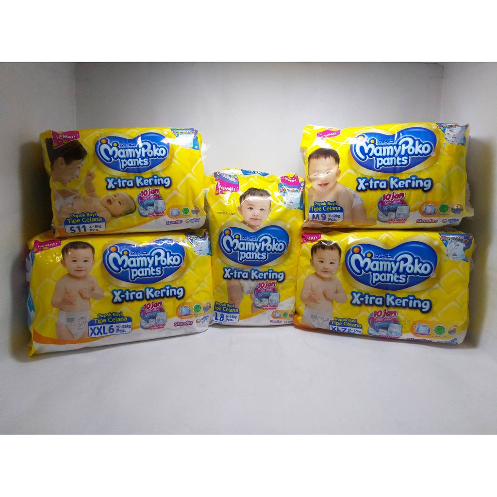 MamyPoko Pants X-tra Kering Ekstra Popok Celana Standar S11 M9 L8 XL7 XXL6 Original Termurah