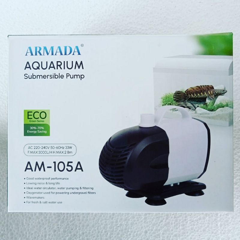 pompa ARMADA AM 105 A submesrsible water pump mesin filter 3000 sd 3500 Lph akuarium kolam celup ph