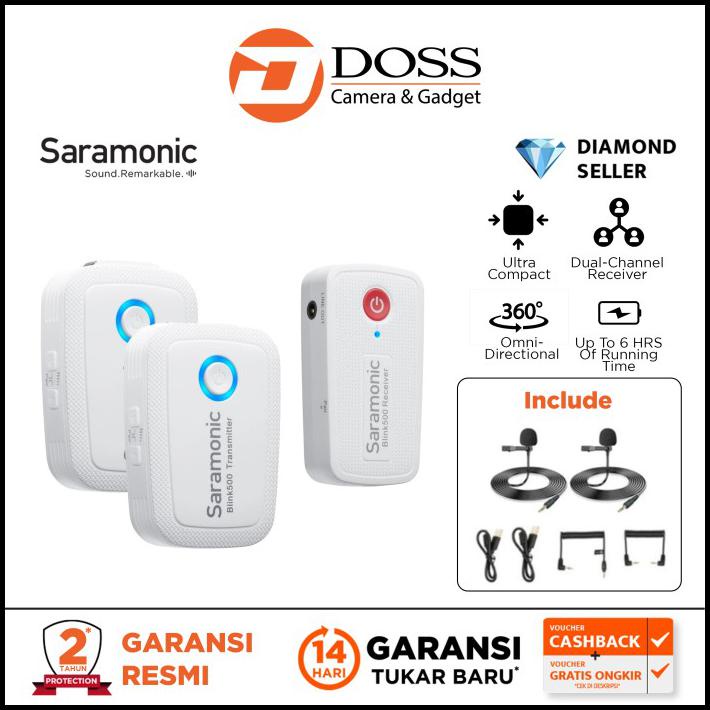 Saramonic Blink 500 B2 Tx+Tx+Rx Wireless Omni Lavarier Mic - Putih