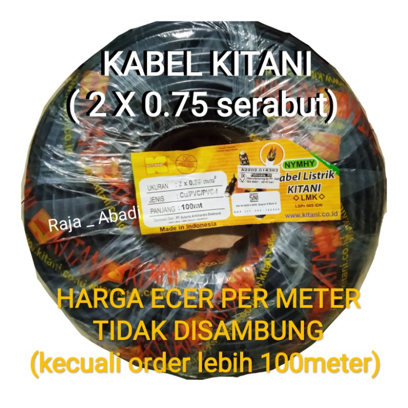 KABEL SERABUT ( 2 X 0.75mm ) - kabel listrik serabut isi 2