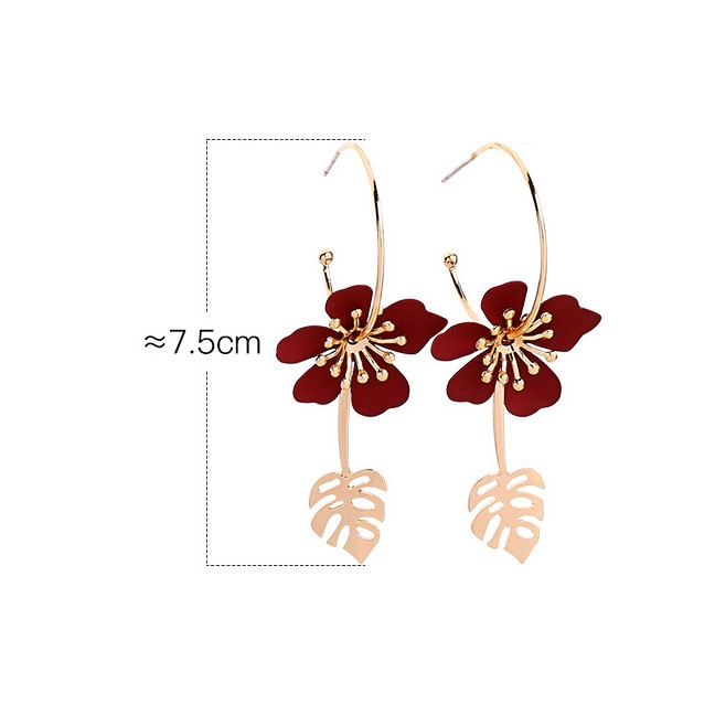 LRC Anting Gantung Fashion S925 Sterling Silver Leaf Earrings F83810