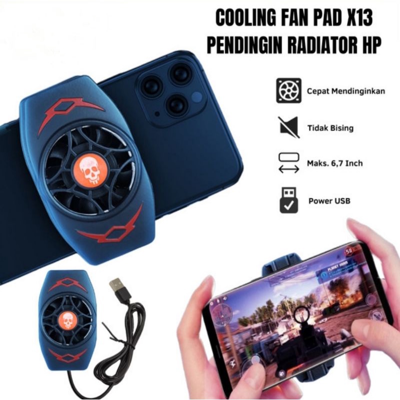 pendingin hp cooling fan pad x13 radiator hp cooler mobile game