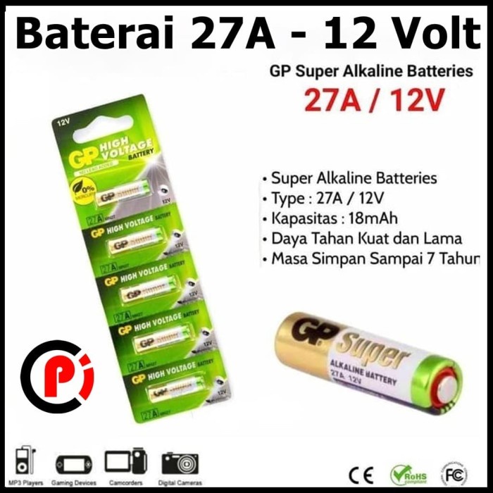 Battery GP 27A 12V Original A27 Baterai Batere Batre Remote Doorbell