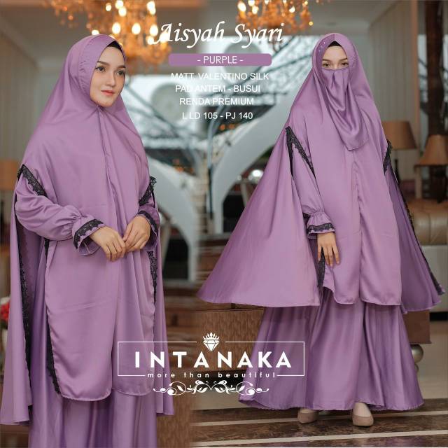 Set Gamis Syari Aisyah Ori Intanaka Jilbab Jumbo Plus Cadar