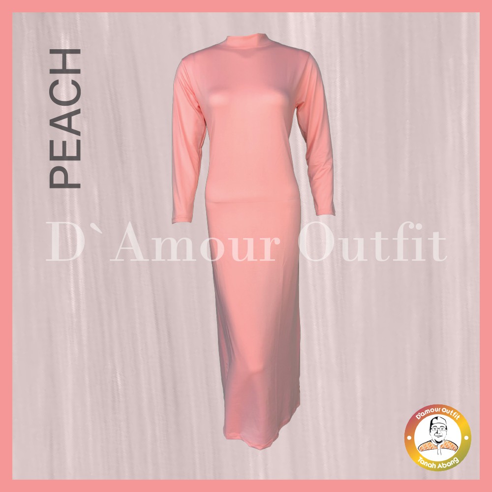 Baju Manset Gamis Tangan Panjang Wanita Kerah Leher Turtle Neck Polos Inner Long Dress Dalaman Gamis Perempuan Warna Kulit Bahan Rayon Spandek Kaos Daleman Cewe Hijab Dewasa Anak Pendek Mangset GAmis Atasan Cewek Jumbo Big Size LD 120 130 140 Premium