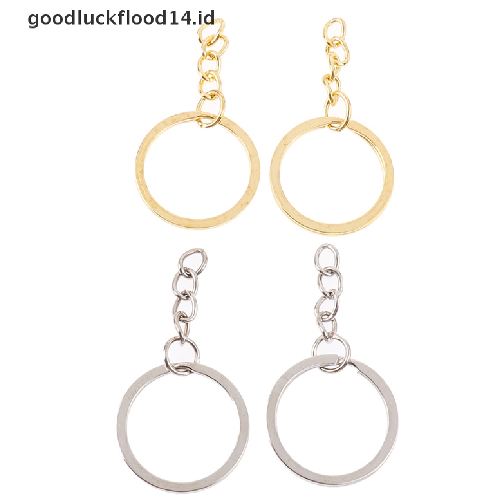 [OOID] 20 Pcs/lot 28mm Length Key Gold Silver Chains Key Ring Round Keychain ID