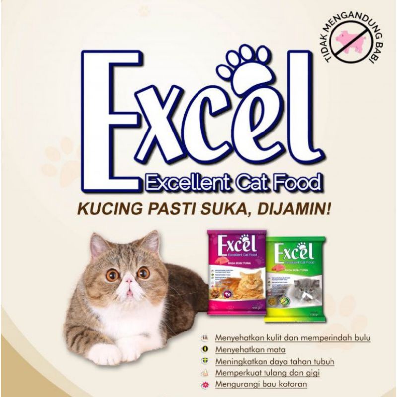 Makanan Kucing Excel Dry Food Excellent Pet Food 500gr 3 Macam Rasa Murah